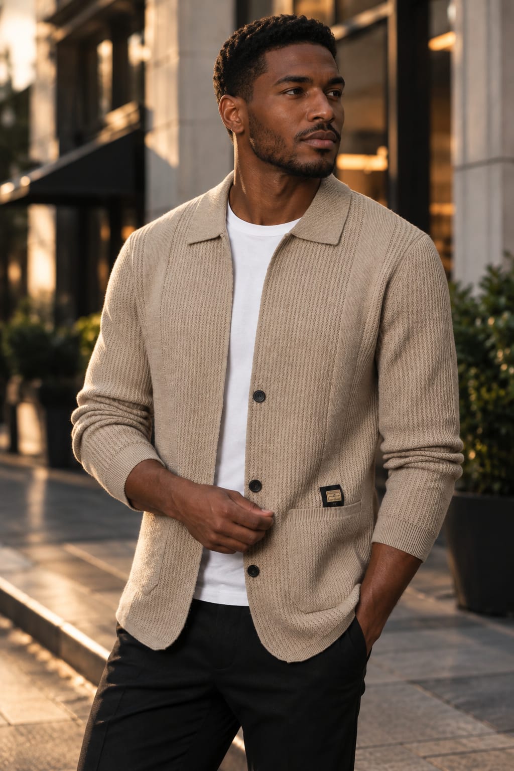 Lapelled Knit Cardigan