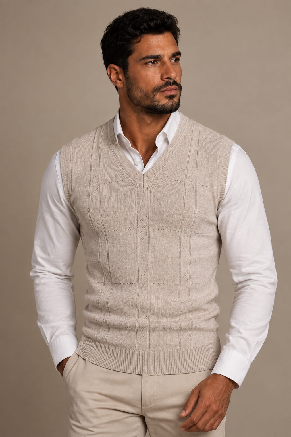 Men's V-Neck Knitted Vest
