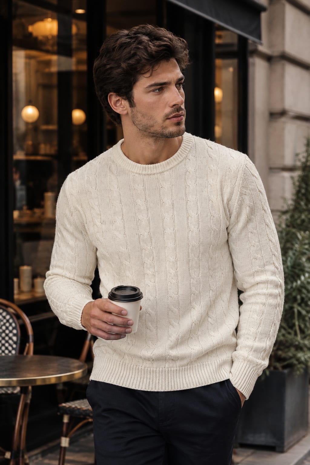 Cable Knit Crew Neck Sweater