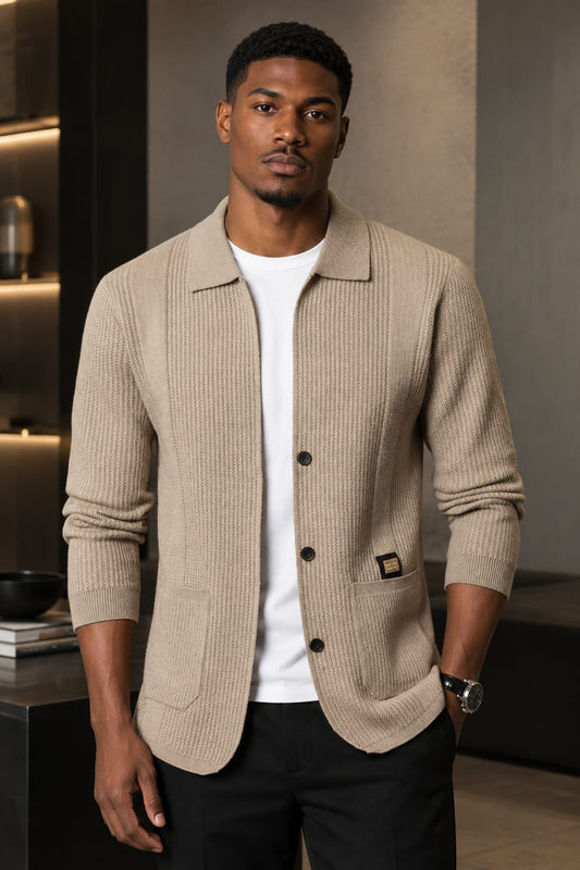 Lapelled Knit Cardigan