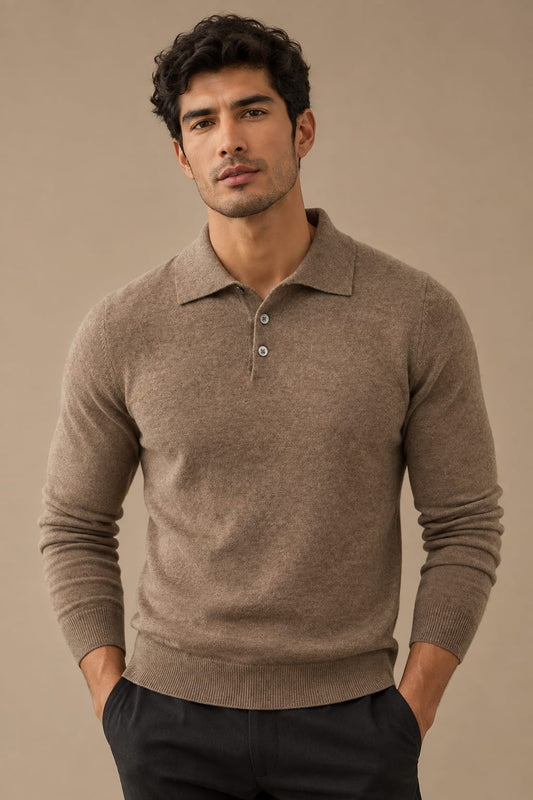 Men's 100% Wool Polo Sweater