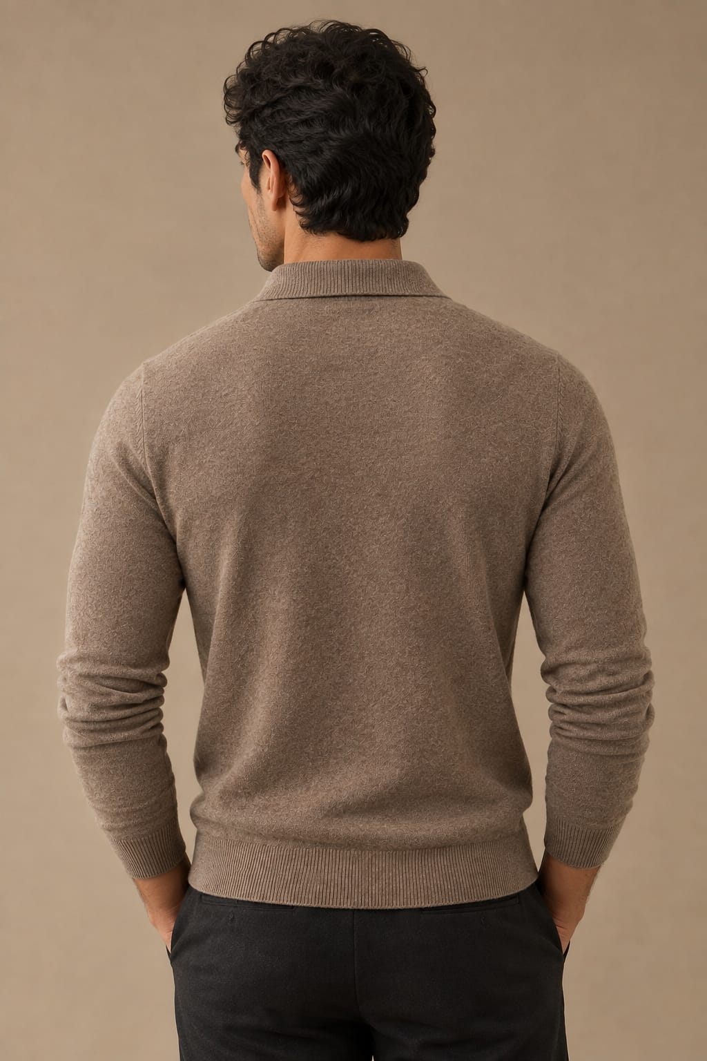 Men's 100% Wool Polo Sweater